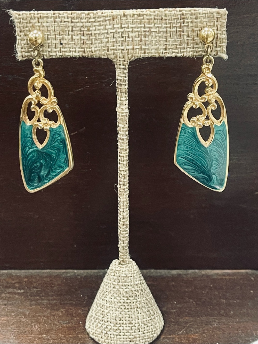 Gold & Green Dangle Earrings - Women Jewelry